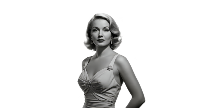 Photo Portrait Elegant Woman Black Dress Sparkle Detail Isolated