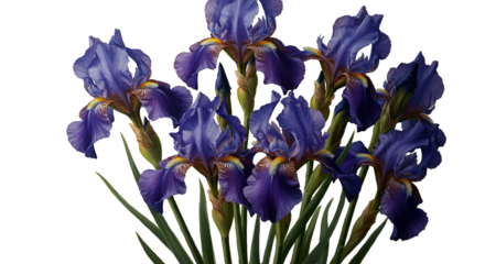 Isolated Realistic Purple Iris Flowers Realistic Photo