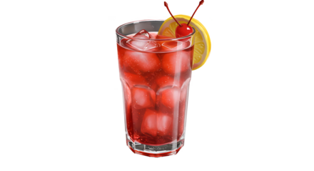 Isolated Realistic Red Cocktail with Ice and Garnish