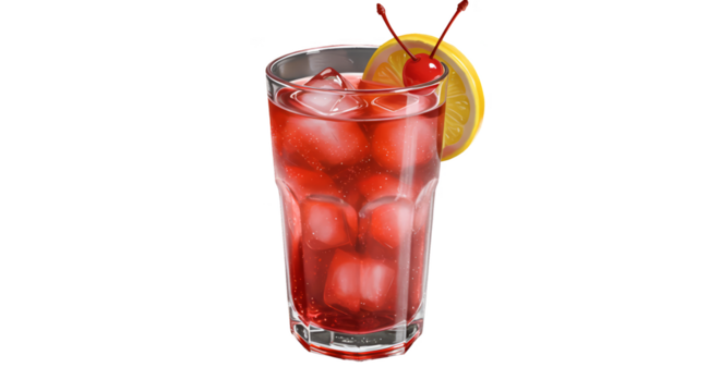 Isolated Realistic Red Cocktail with Ice and Garnish - Powered by Adobe