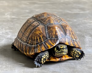 Closeup of a Florida Box Turtle Partially Hidden in Shell