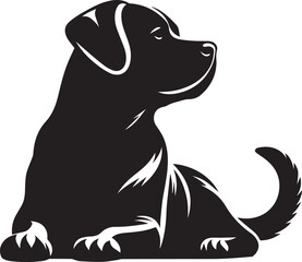 Obraz premium Elegant black labrador retriever silhouette lying down, perfect for pet lovers