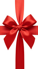 Isolated Realistic Red Silk Ribbon Bow Decoration