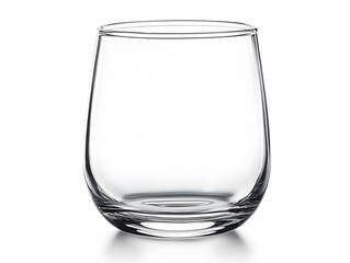 Empty Clear Glass Tumbler on White Background, Studio Shot