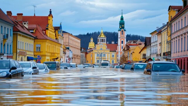 Severe flooding in central europe  submerged cars and buildings amid storm boris rescue efforts
