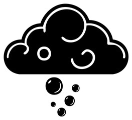 Dark Cloud with Bubbles or Droplets Icon Abstract Weather Design