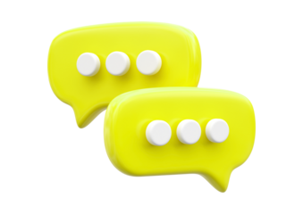 Yellow speech bubbles isolated on transparent background render