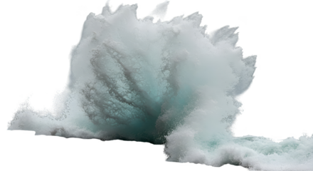 Isolated realistic water splash with white foam and aqua blue hues