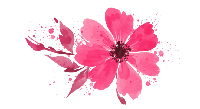Pink Watercolor Flower Isolated Transparent Background Illustration