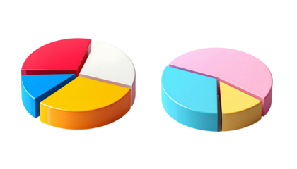  Colorful Pie Chart Duo Set, isolated on transparent background