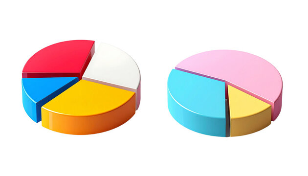 Colorful Pie Chart Duo Set, isolated on transparent background