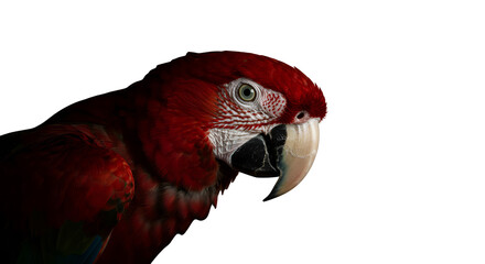 Isolated red macaw parrot portrait realistic photo