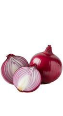 Isolated Red Onion and Half Onion Realistic Food Photo