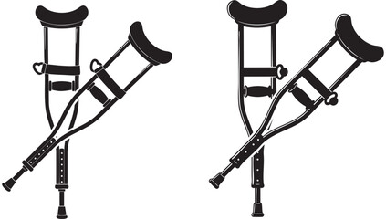 Underarm Crutches Silhouette Medical Vector