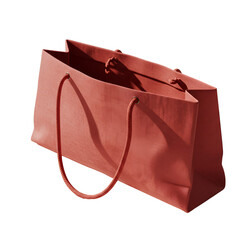 Isolated Red Paper Shopping Bag With Handles