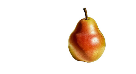 Isolated Red Pear with Stem on Transparent Background Realistic Photo