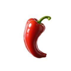 Isolated Red Pepper Photo with Green Stem on Transparent Background