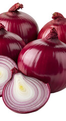 Isolated Red Onion Photo Vivid Color and Texture on Transparent Background