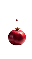 Isolated Red Pomegranate Fruit With Aril Dropping Studio Shot