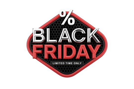 Black friday percent sign badge with limited time offer isolated on transparent background - Powered by Adobe