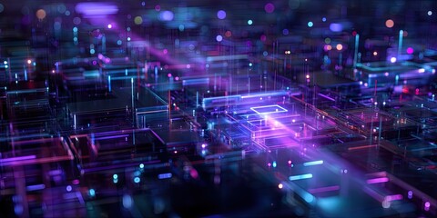 A 3D rendered visualization of quantum computing