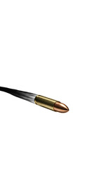 Realistic 3D Bullet in Motion with Smoke Trail Isolated