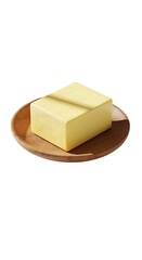 Realistic 3D Butter Block on Rustic Plate Natural Light