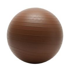 Realistic 3D brown exercise ball with textured surface isolated
