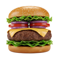Realistic 3d Burger Isolated Transparent Background Food