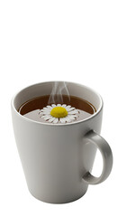 Realistic 3d Chamomile Tea In White Mug With Flower And Steam