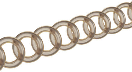 Realistic 3D Chain Isolated Transparent Background Metallic Shiny Loops