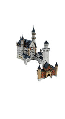 Realistic 3D castle illustration isolated on black background