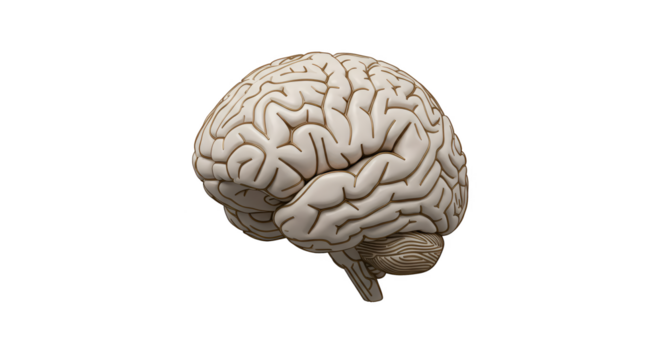 Realistic 3D Brain Isolated On Black Background