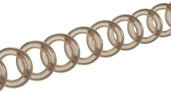 Realistic 3D Chain Isolated Transparent Background Metallic Shiny Loops