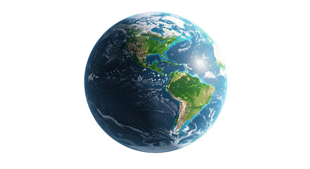 Realistic 3d Earth Globe with Clouds Isolated Background