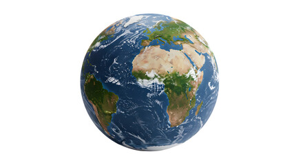 Realistic 3D Earth Globe Transparent Background