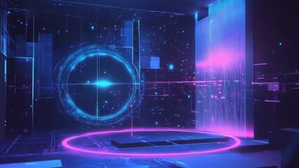 Virtual reality concept displaying digital data interface - Powered by Adobe