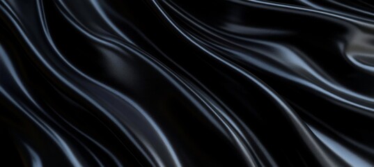 Fototapeta premium Elegant Abstract Black Cloth Drapery with Deep Folds, Luxurious Silk Texture for Artistic Background