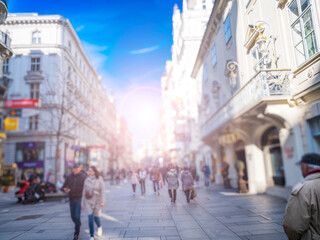 Obraz premium Crowd of anonymous people walking on busy city street