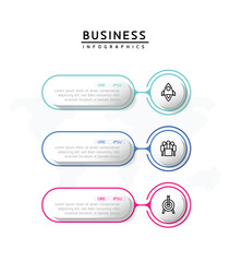 Vector infographic business presentation template with circular interconnection with 3 options.