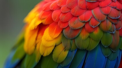 Obraz premium Vibrant Parrot Feathers Close Up Macro Photography