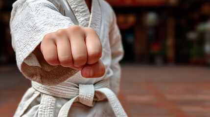 Unleash your inner warrior with this focused karate punch embodying discipline strength and the pursuit of excellence in martial arts training