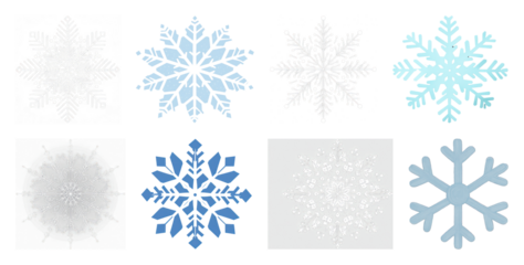 PNG Intricate snowflake vector designs, element set on transparent background