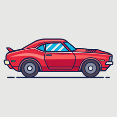 Naklejka premium Flat Design Vintage Muscle Car Icon with Outline