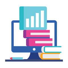 Online Learning Digital Book Flat Illustration