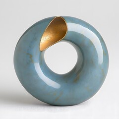 Abstract Blue Gold Torus Sculpture Modern Home Decor