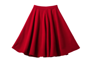 Elegant bright red pleated midi skirt for women.