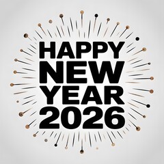 Modern Minimalist New Year 2026 Typography with Fireworks