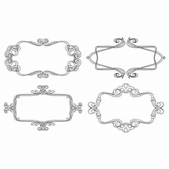 Vintage set of ornamental vector frames, borders, and decorative calligraphic swirl design elements