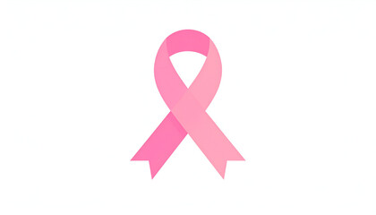Pink ribbon symbol for breast cancer awareness month isolated on a white background.